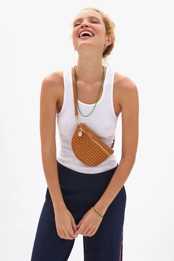 Clare V. Petite Fanny in Rattan Bag