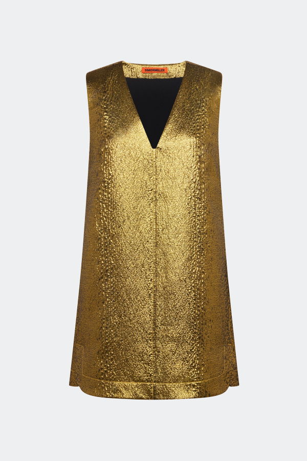 Simon Miller Fountain Metallic Mini Dress - Star Gold