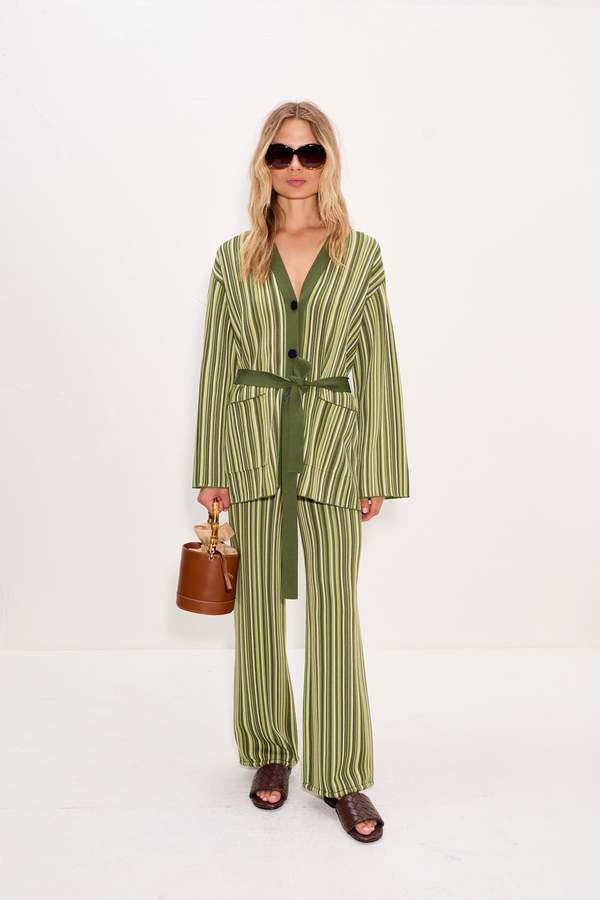 Simon Miller Max Belted Knit Cardigan - Landscape Multi Stripe Simon Miller Max Belted Knit Cardigan - Landscape Multi Stripe