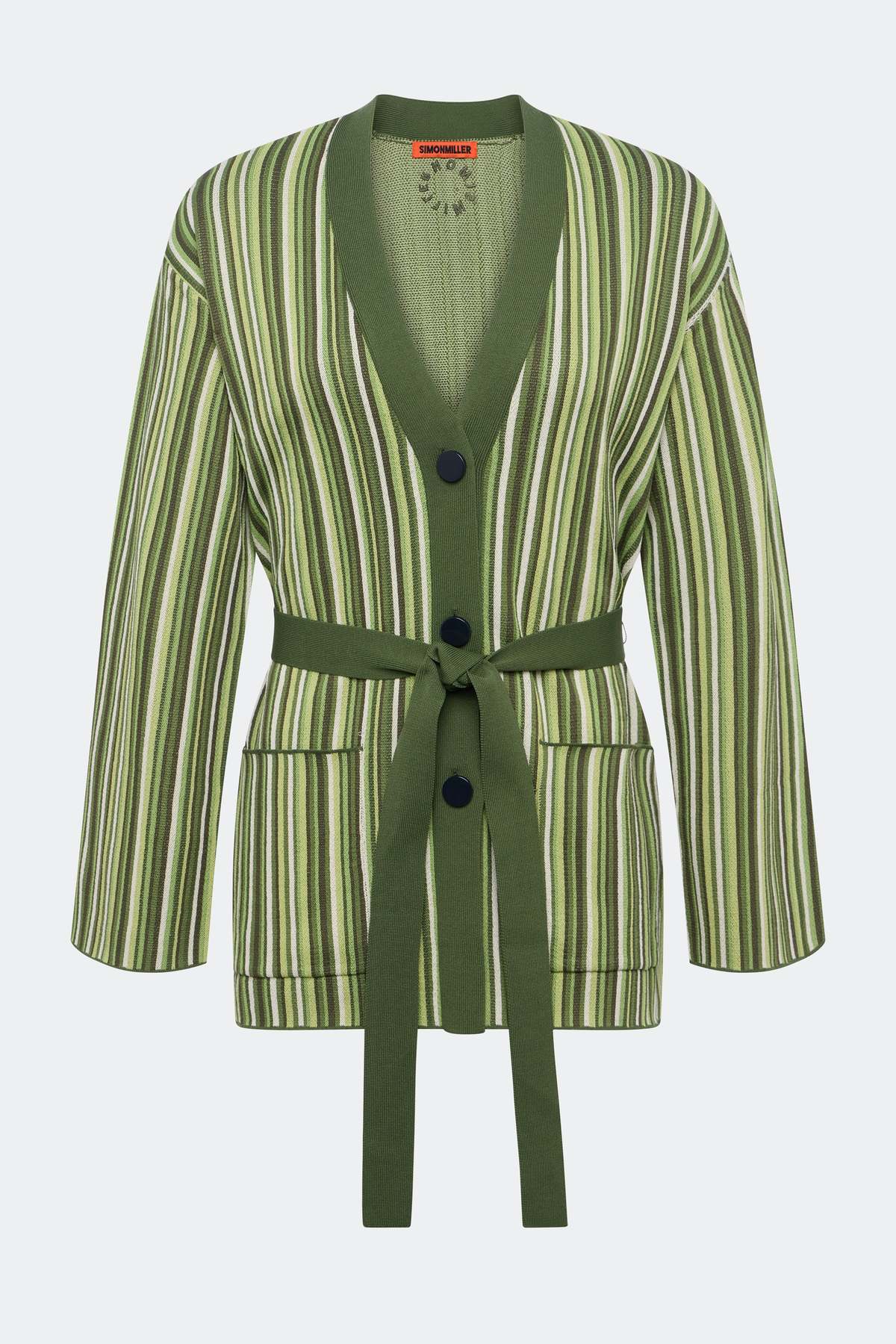 Simon Miller Max Belted Knit Cardigan - Landscape Multi Stripe - Image 2 of 6