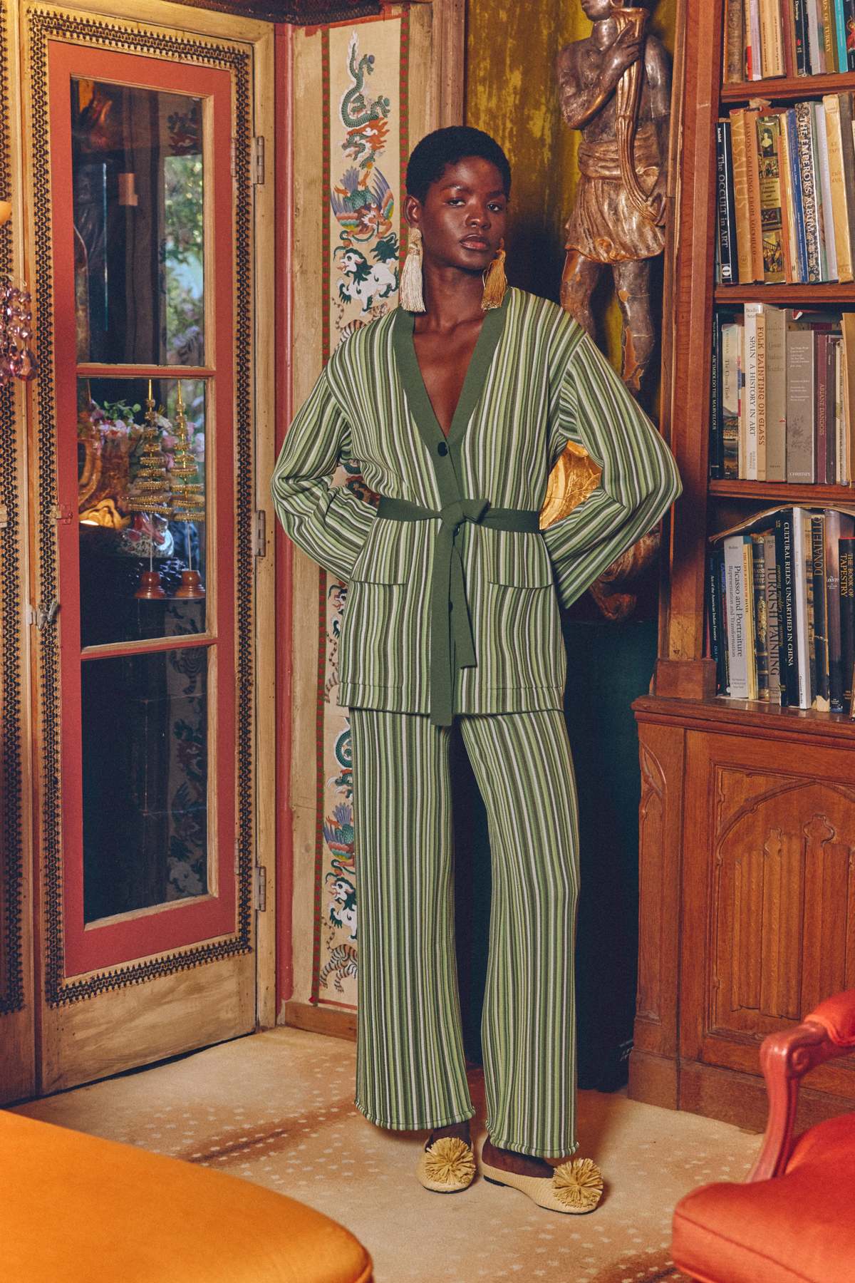 Simon Miller Max Belted Knit Cardigan - Landscape Multi Stripe - Image 6 of 6