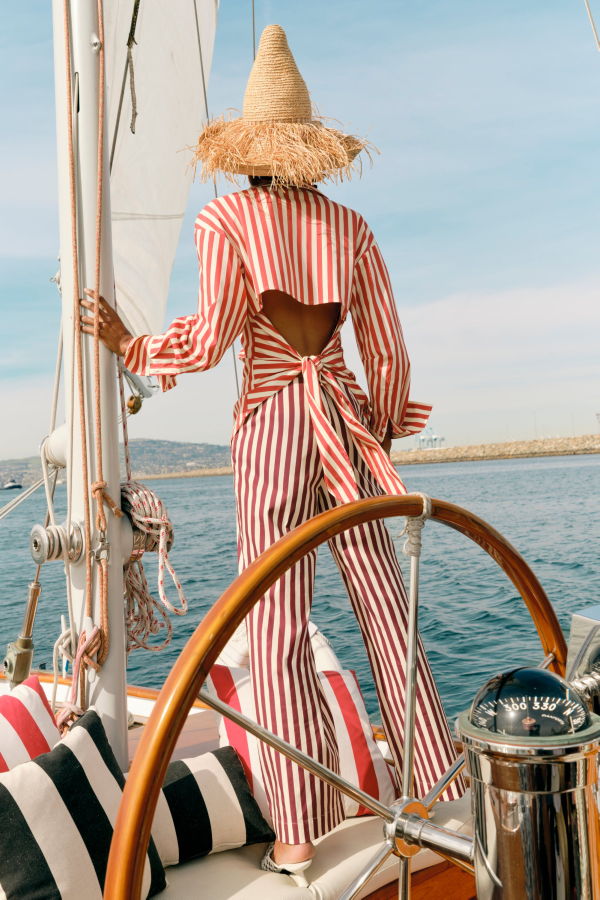 Simon Miller Pia Poplin Pant - Bordeaux Stripe