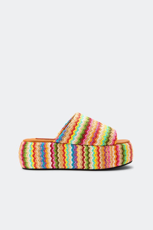 Simon Miller Raffia Cloudy Platform Slide Sandals - Tropical Twist