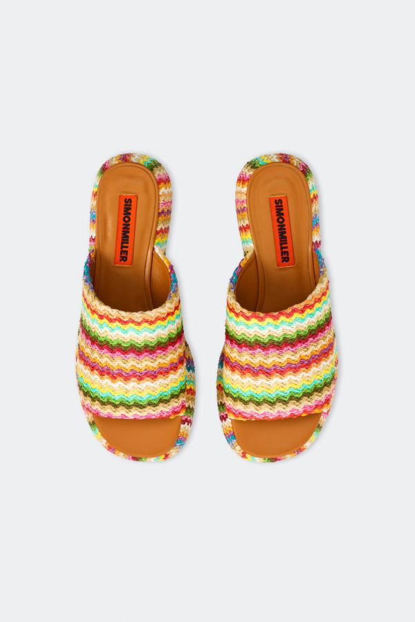 Simon Miller Raffia Cloudy Platform Slide Sandals - Tropical Twist