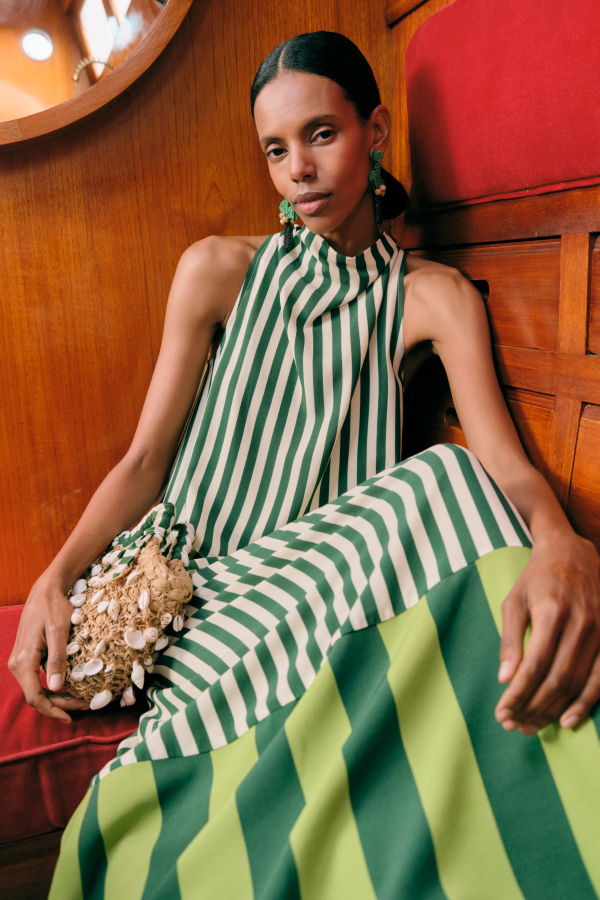 Simon Miller Shelly Bag - Natural/Green Stripe