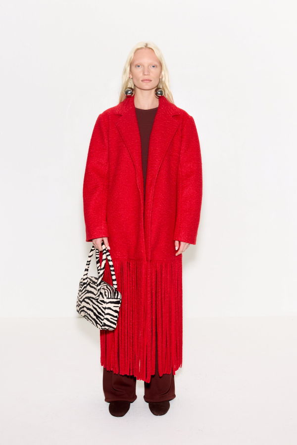 Simon Miller Vero Fringe Coat - Coral Red