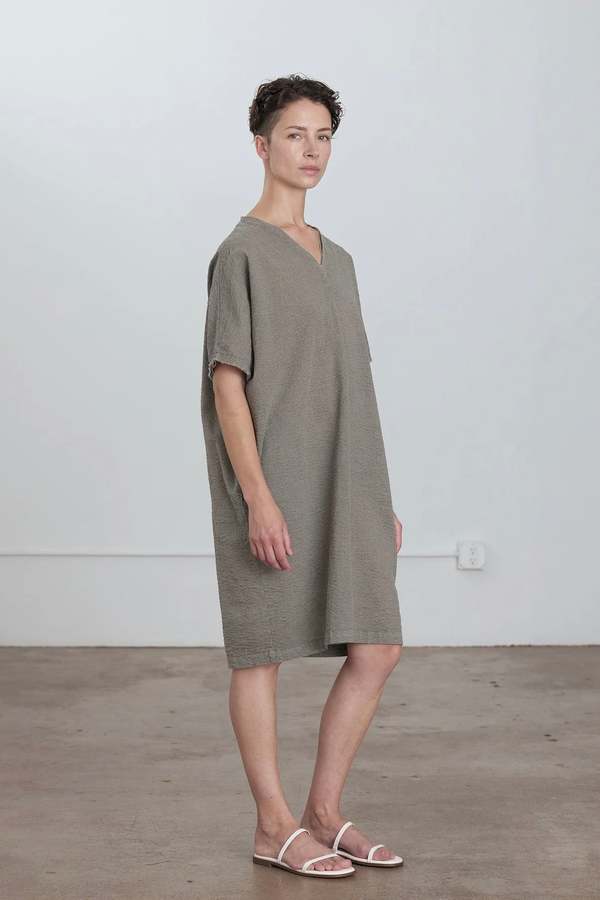 Black Crane V Neck Dress