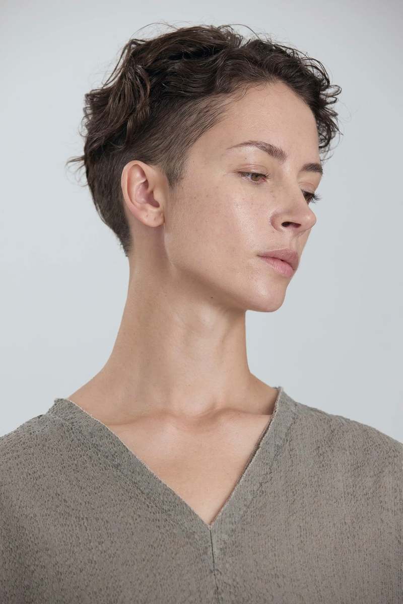 Black Crane V Neck Dress