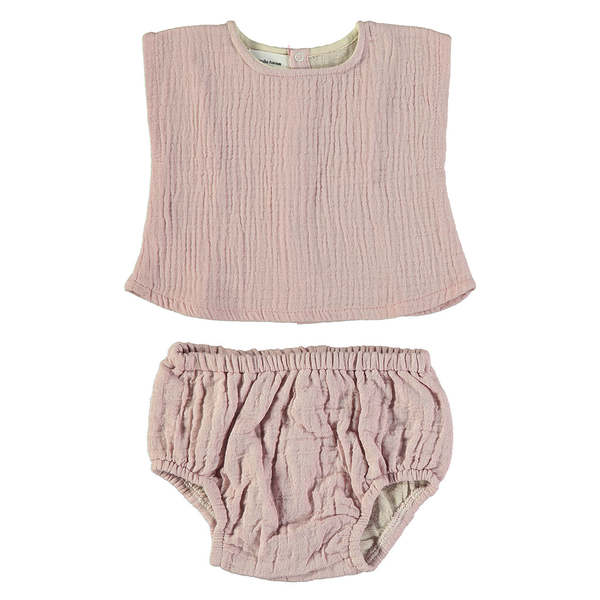 KIDS Pequeno Tocon Baby Muselina Two Piece Set - Pink Melange KIDS Pequeno Tocon Baby Muselina Two Piece Set - Pink Melange