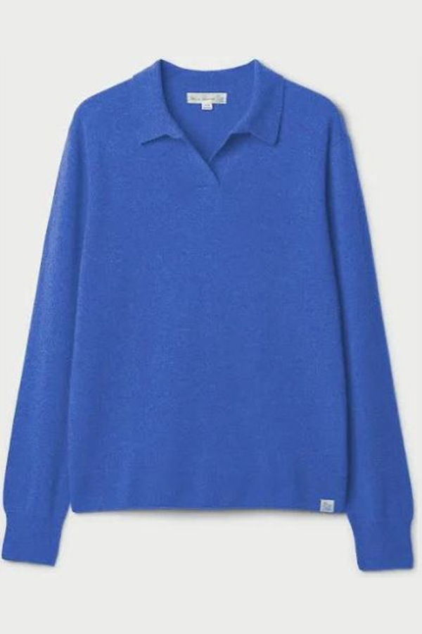 Merz b. Schwanen Merino Wool-Silk-Cashmere Polo Shirt - Washed Blue