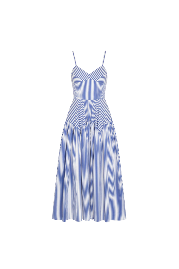 Amanda Uprichard Spencer Midi Dress - Blue / Ivory