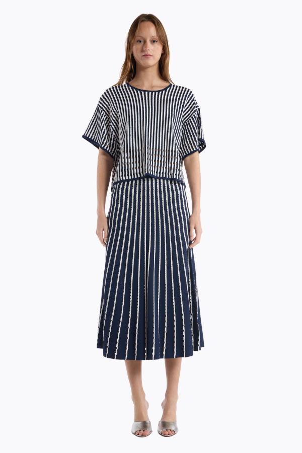 CHRISTY LYNN Colton Skirt - Pinstripe Navy