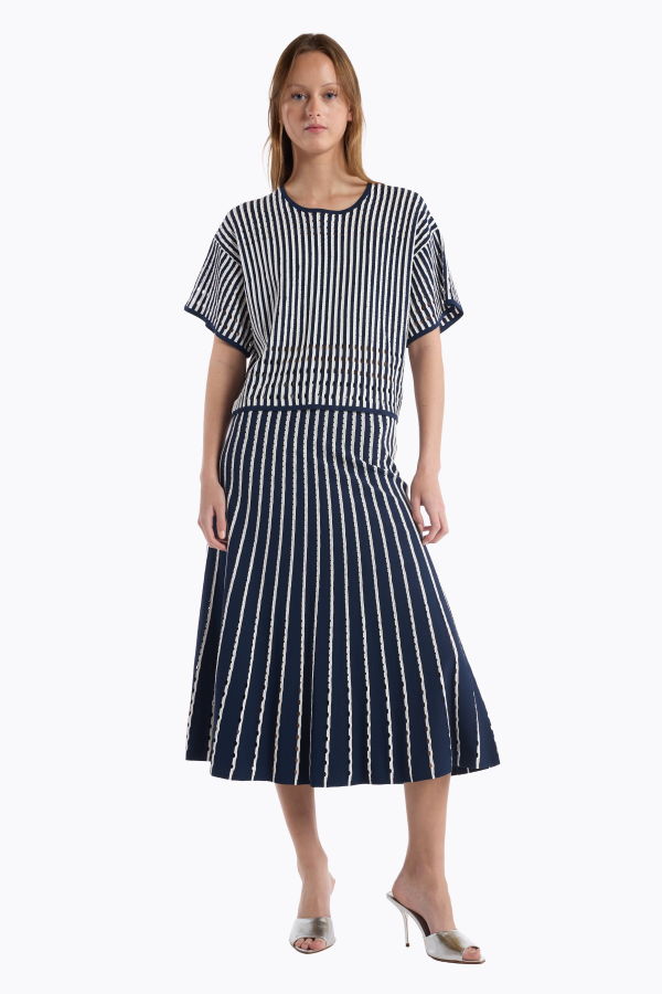 CHRISTY LYNN Colton Skirt - Pinstripe Navy