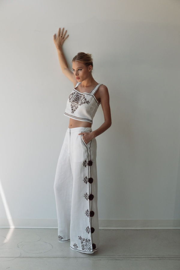 Hope for Flowers by Tracy Reece Embellished Shell Top - White & Espresso