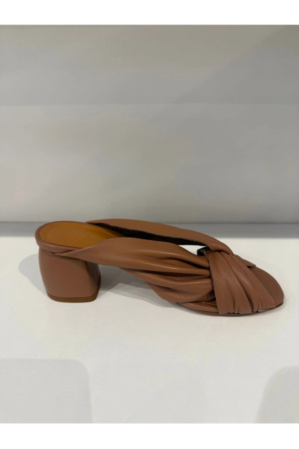 Forte Forte Heeled Nappa Leather Crossed Sandals - Mousse