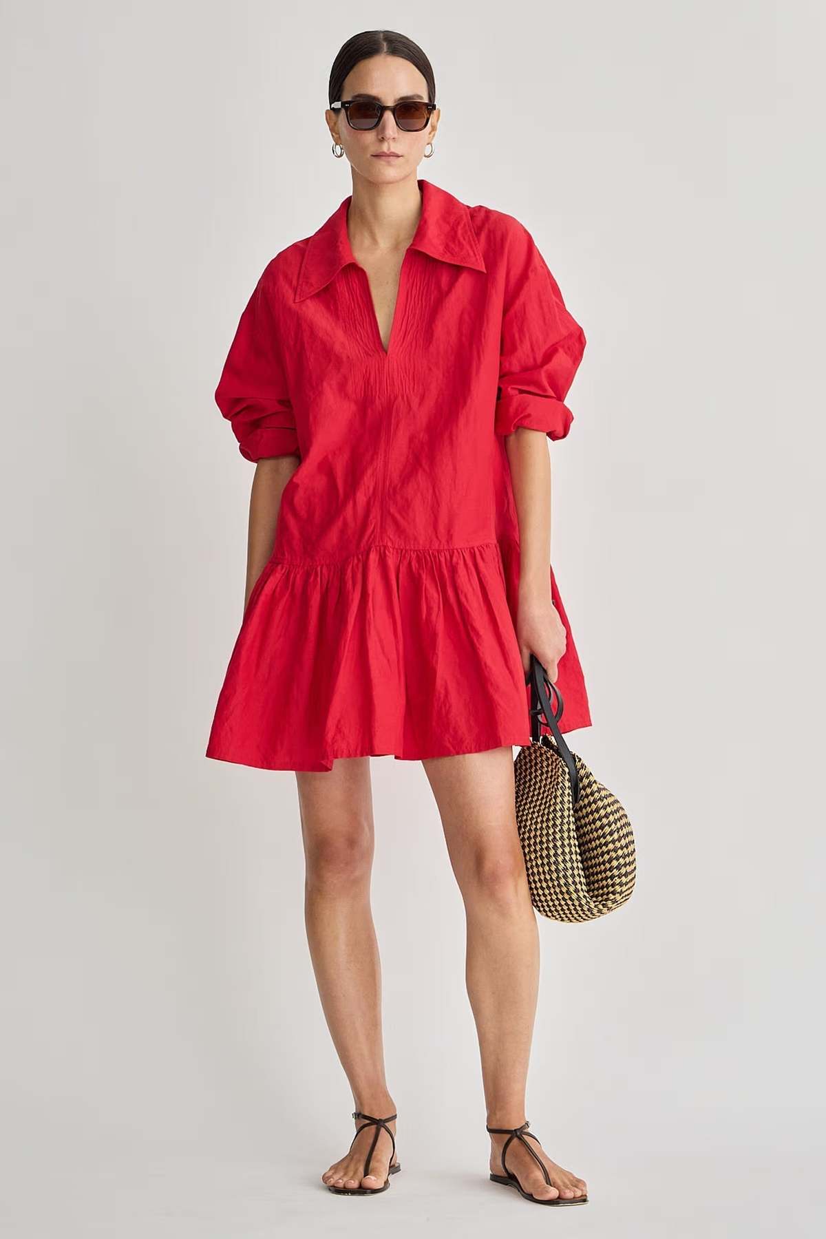 Apiece Apart Romana Mini Dress - Samba Red - Image 2 of 4