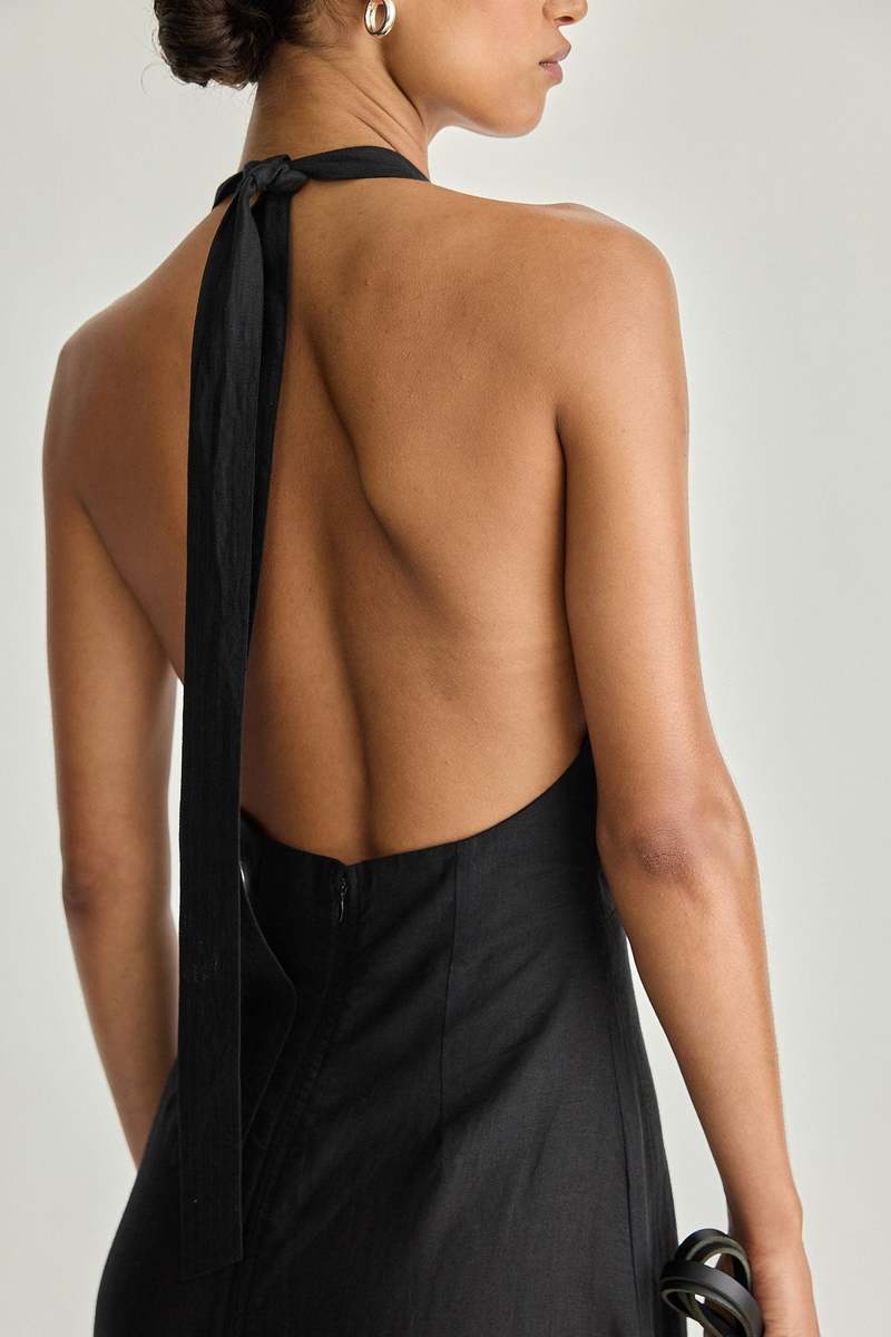 Apiece Apart Salome Halter Maxi Dress - Black