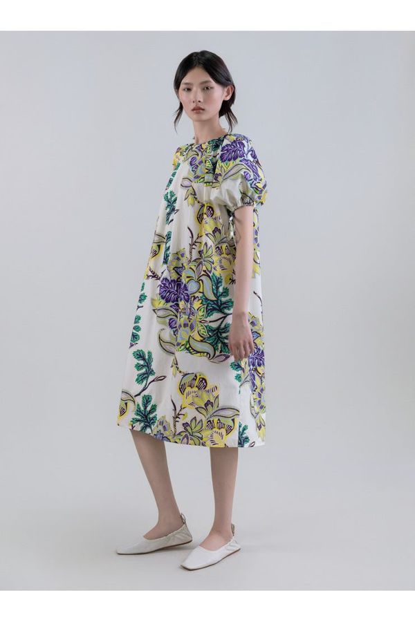 Psophia Sun-Kissed Marigold Meadow Boat-Neck Dress - Indian Flower