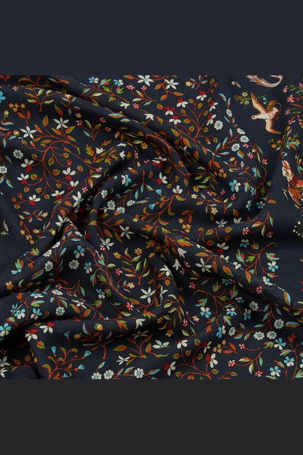 Drake's Unicorn Garden Print Scarf - Navy