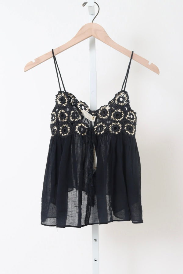 Ulla Johnson Alessia Coverup Top With Crochet Detail