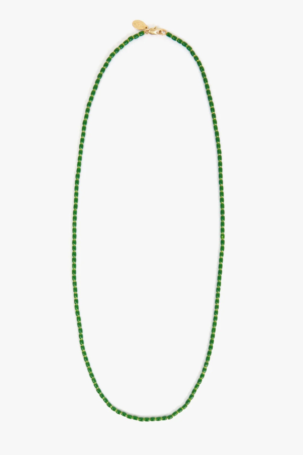 Clare V. Enamel Barrel Chain Necklace - Emerald