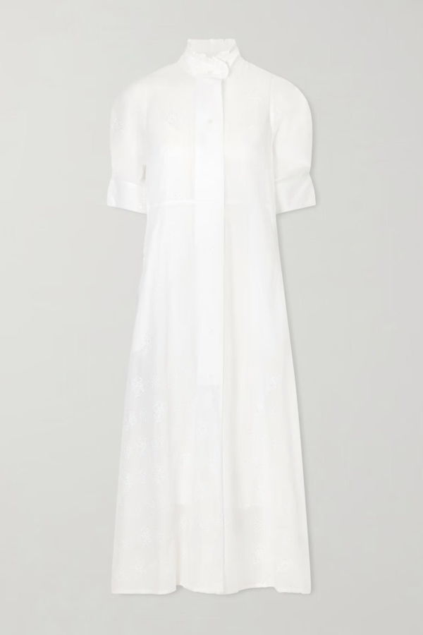 Thierry Colson Venetia Broderie Anglaise Cotton Midi Dress
