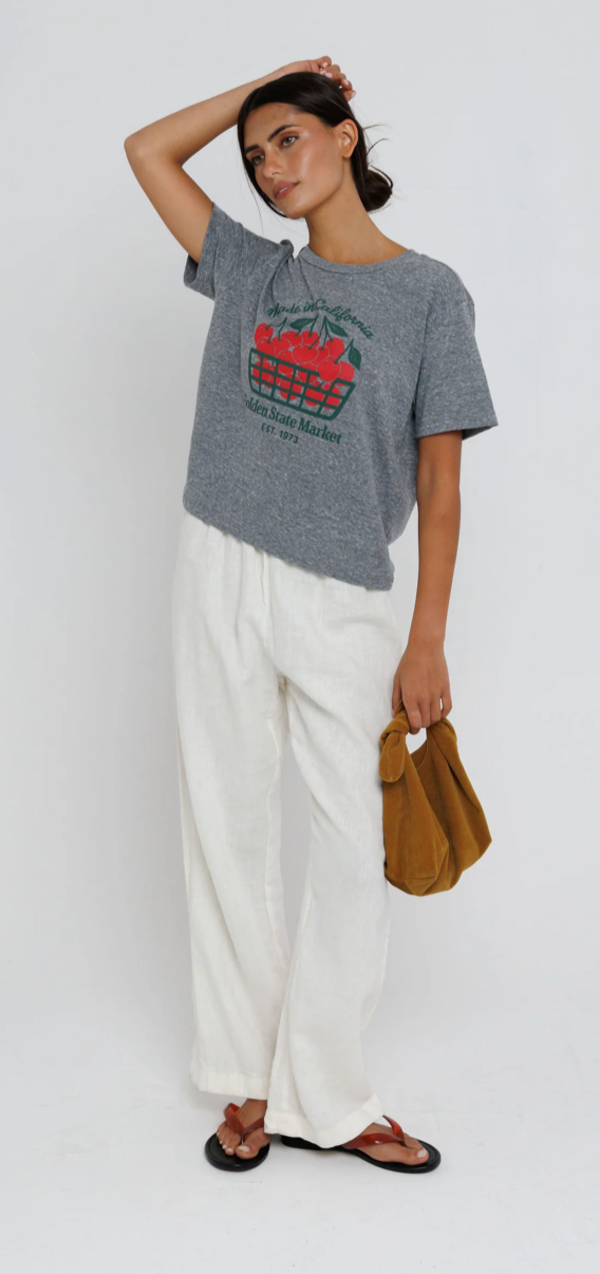 Sunny Somewhere California Cherries Everyday Tee - Gray