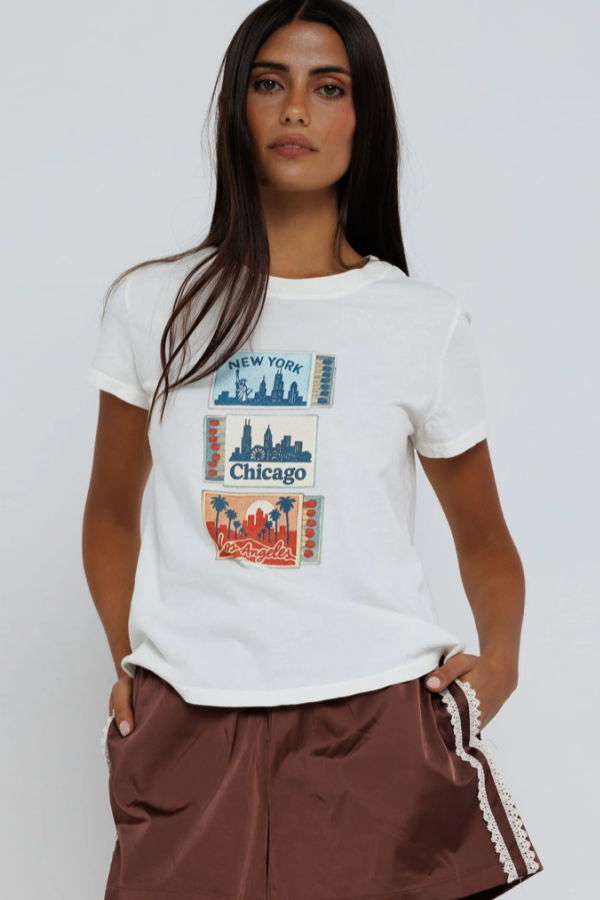 Sunny Somewhere Femme Crew Tee - White