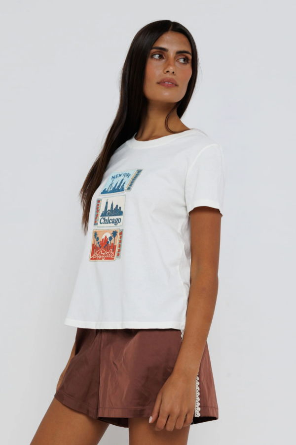 Sunny Somewhere Femme Crew Tee - White