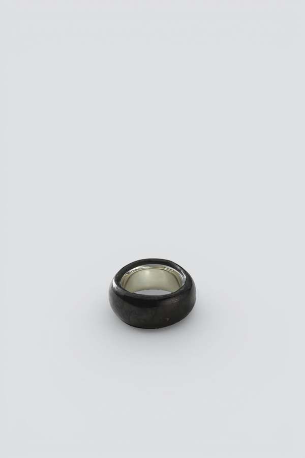 Annika Inez Shungite Stone Cigar Band Ring Annika Inez Shungite Stone Cigar Band Ring