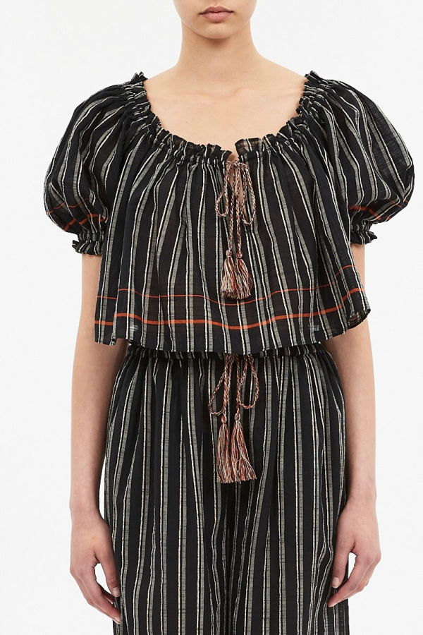 Ulla Johnson Paros Striped Top Coverup - Noir Stripe