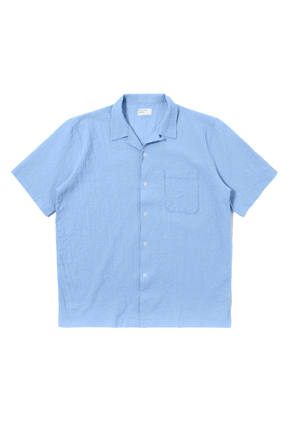 Universal Works Seersucker Suiting Road Shirt - Sky Blue