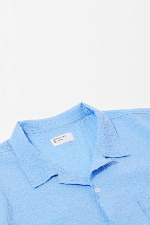 Universal Works Seersucker Suiting Road Shirt - Sky Blue