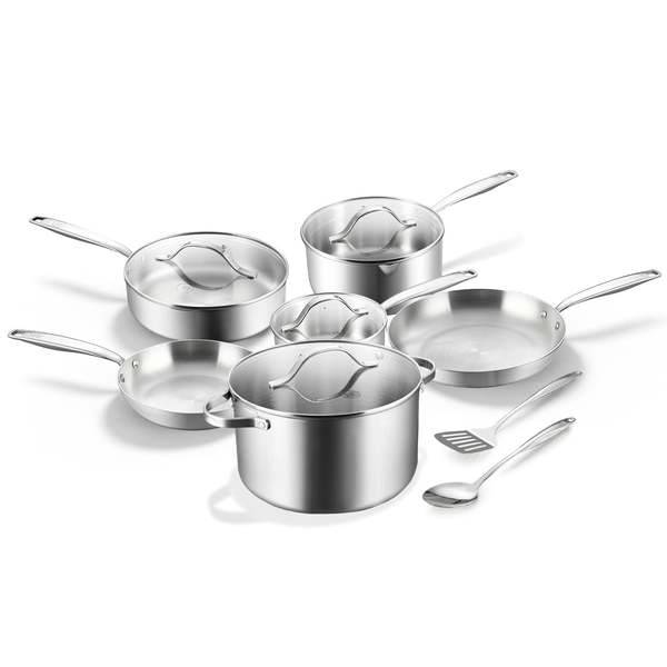 Be Living Essential Series 12 Pc Tri-Ply Stainless Steel Cookware Set ...