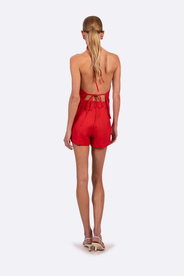 Parentezi Rose Linen Top - Red