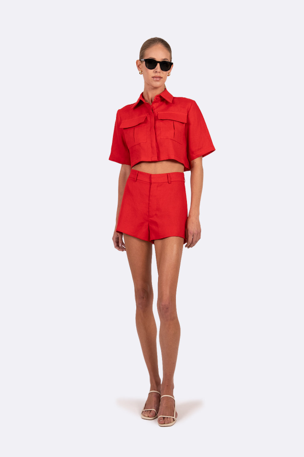Parentezi Valeria Cargo Crop Top - Red