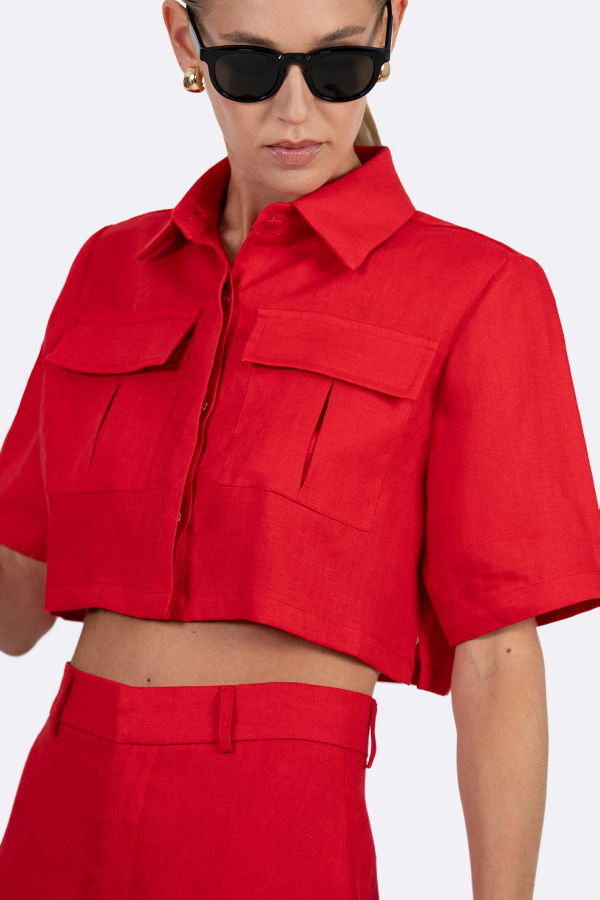 Parentezi Valeria Cargo Crop Top - Red