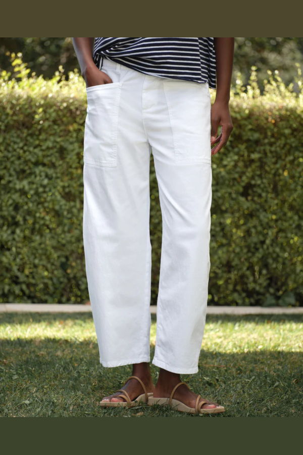 Frank & Eileen Bray Everyday Barrel Pant - White Twill