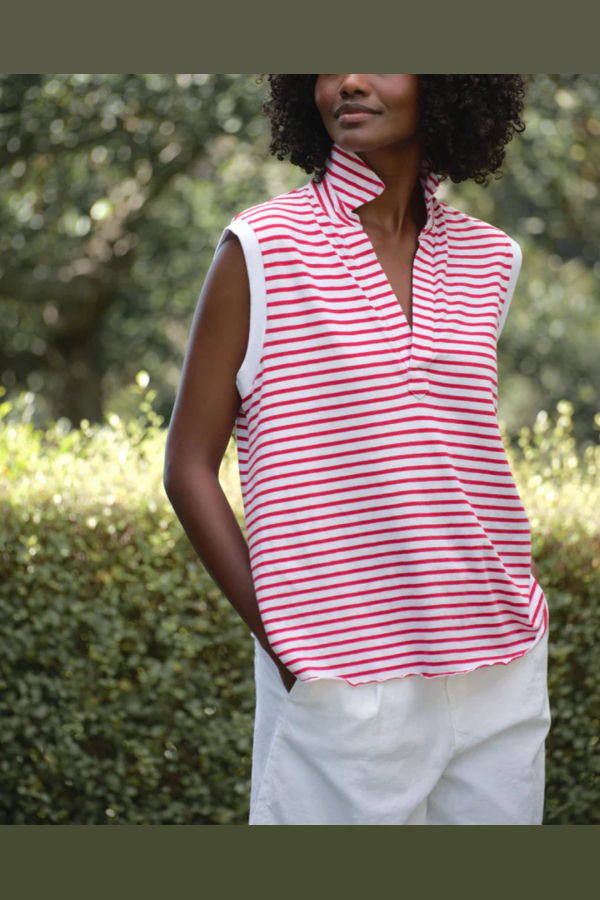 Frank & Eileen Olivia Popover Henley Tank - Sailor Stripe