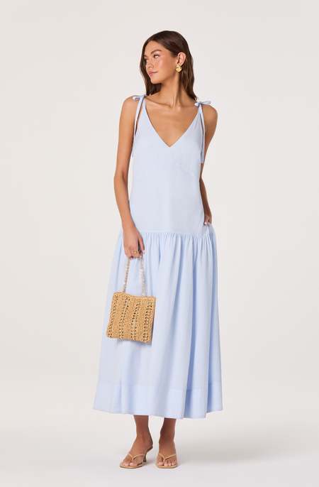 astr the label pleated drop waist maxi dress ASTR the Label | Rasya One-Shoulder Pleated Maxi Dress in White main image 1