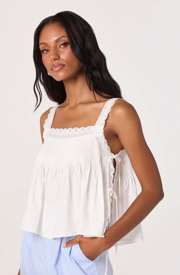 ASTR The Label Eyelet Side Tie Lori Top