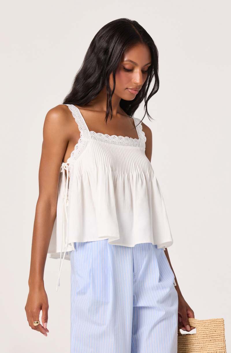 ASTR The Label Eyelet Side Tie Lori Top