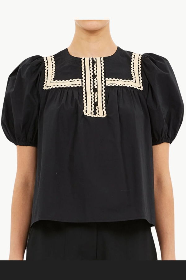 Ulla Johnson Lia Puff Sleeve Top - Noir