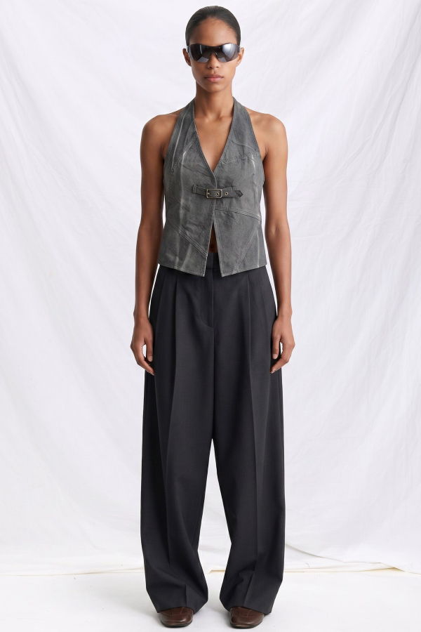 Assembly Black Grey Wash Denim Belted Vest