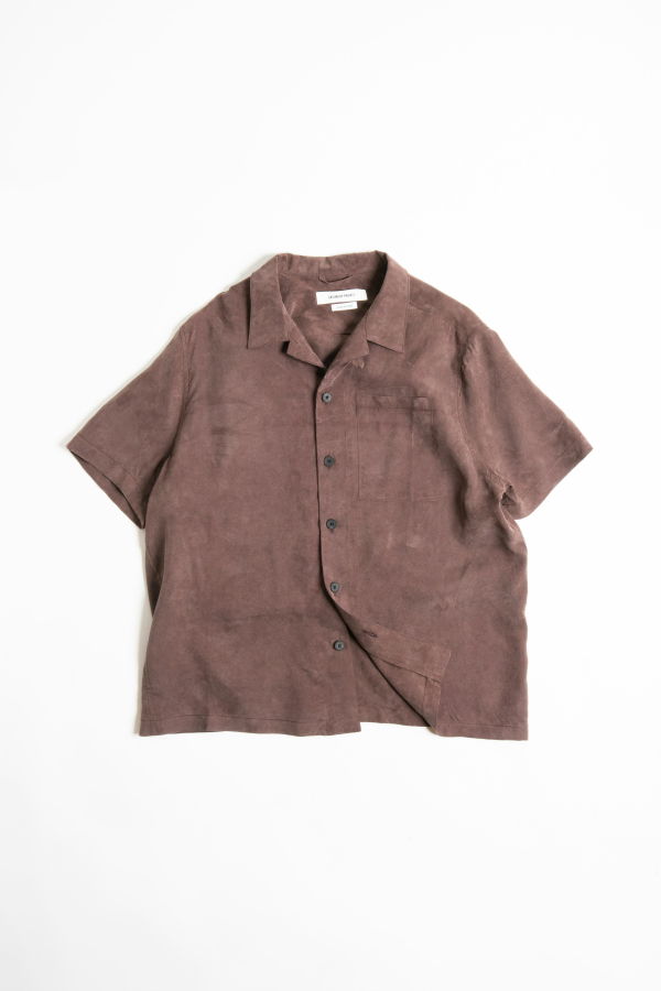 Saturday Project Cupro Camp Shirt - Chestnut