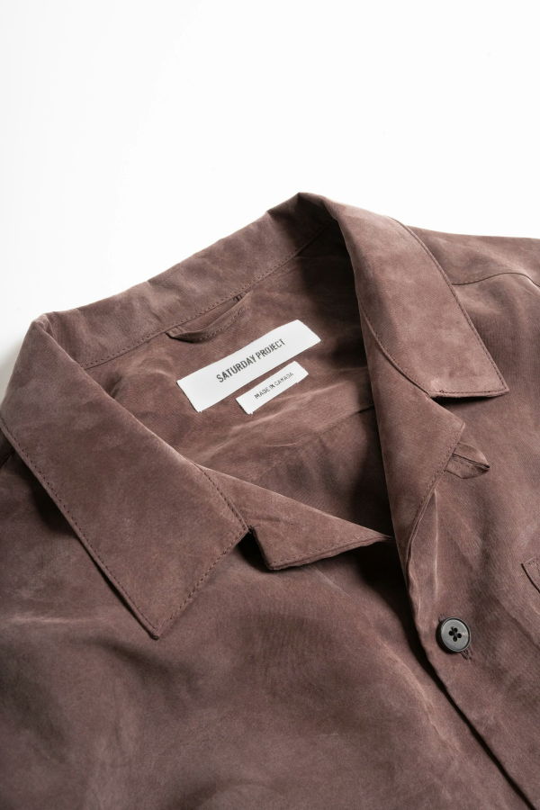 Saturday Project Cupro Camp Shirt - Chestnut