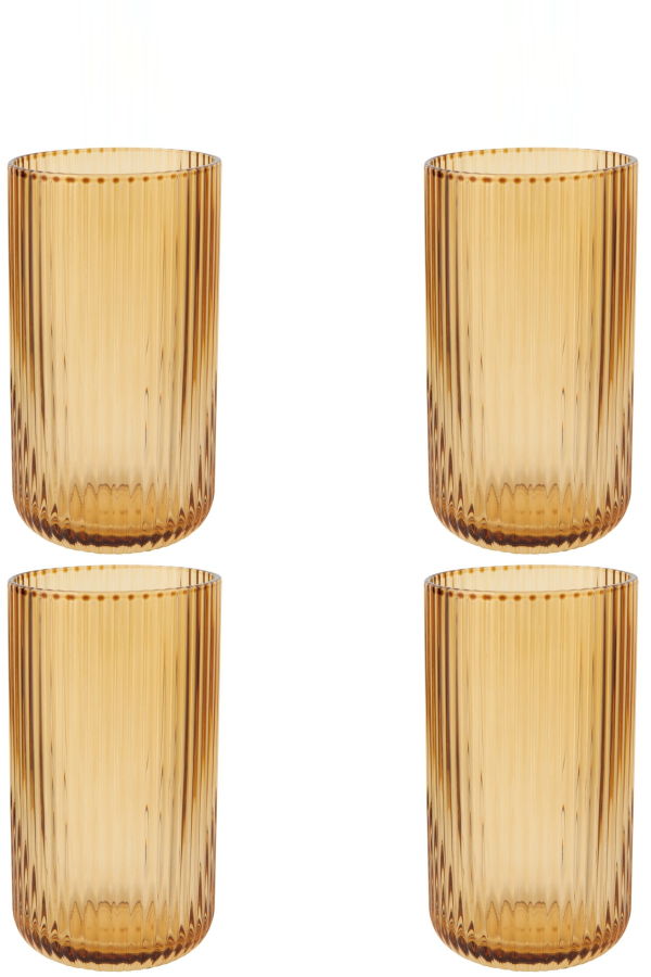 Danica Brands Set of 4 17oz Fluted Tumblers - Amber