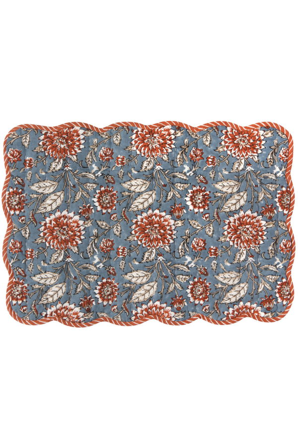 Danica Brands Set of 6 Dahlia Block Print Kantha Placemat