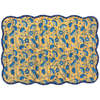 Danica Brands Set of 6 Fan Flower Block Print Kantha Placemat - Thumbnail 2