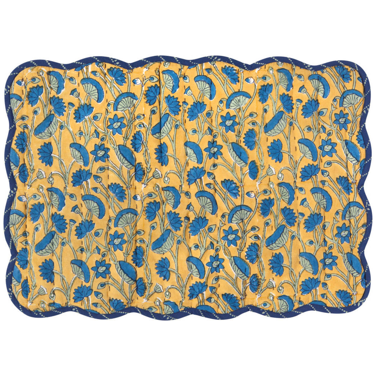 Danica Brands Set of 6 Fan Flower Block Print Kantha Placemat - Image 2 of 3